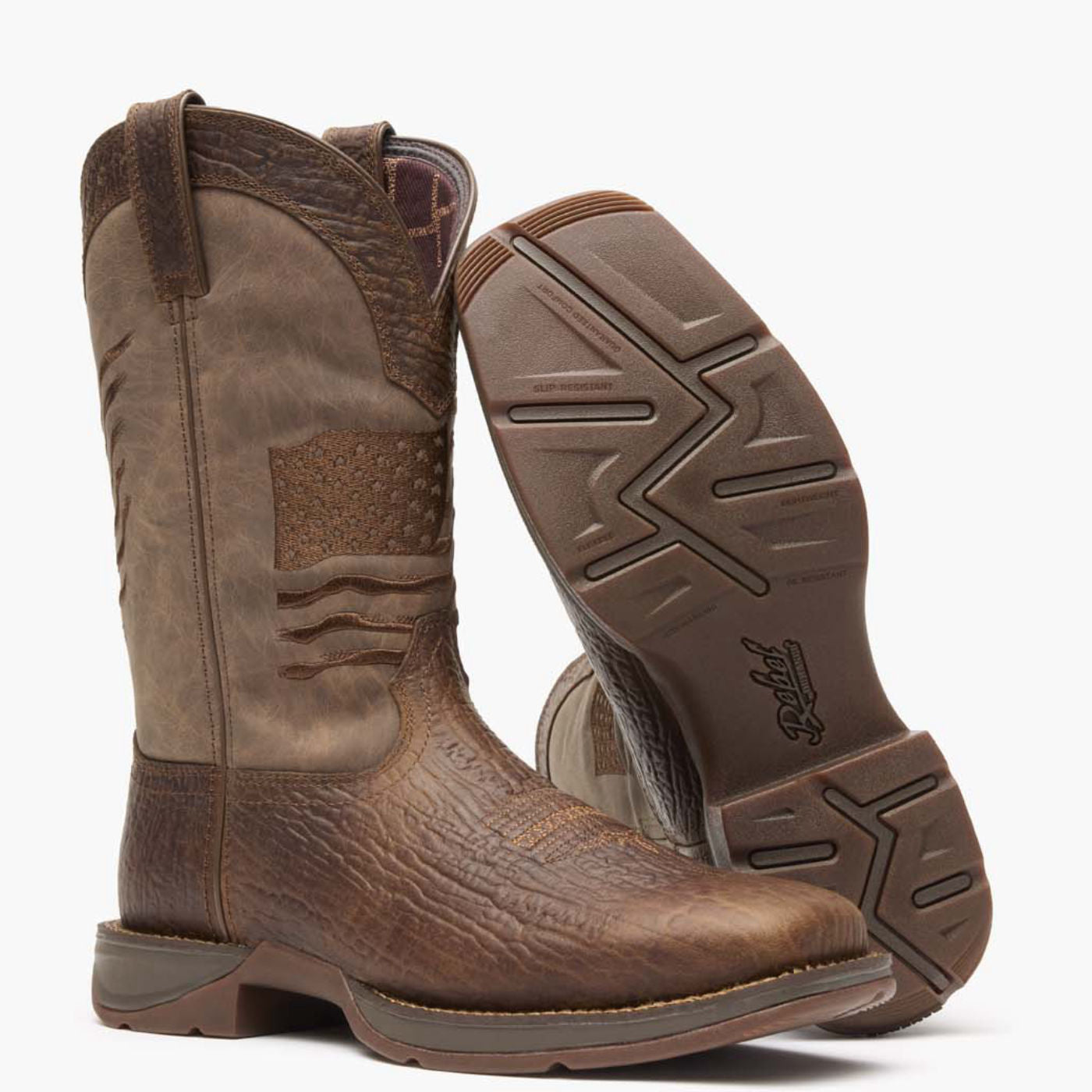 Durango Rebel by Durango® Brown Distressed Flag Embroidery Western Boot