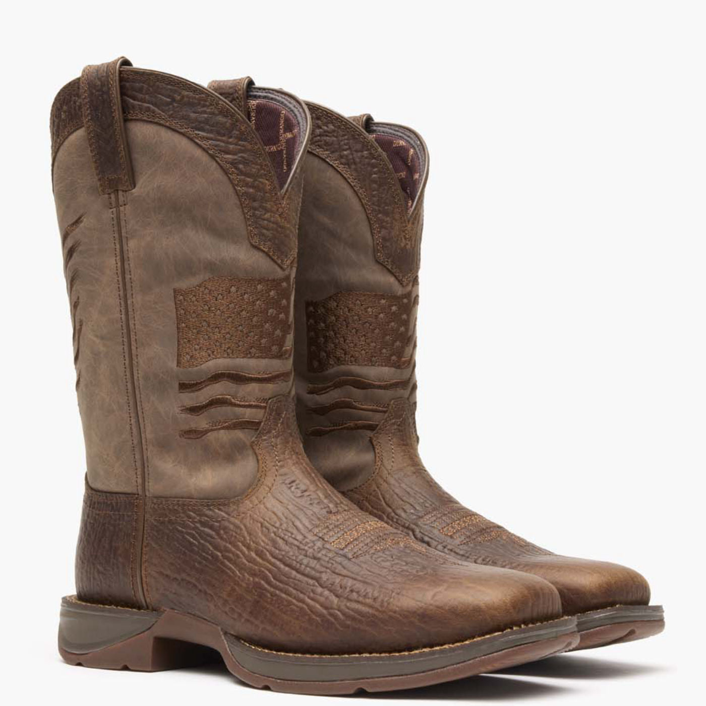 Durango Rebel by Durango® Brown Distressed Flag Embroidery Western Boot