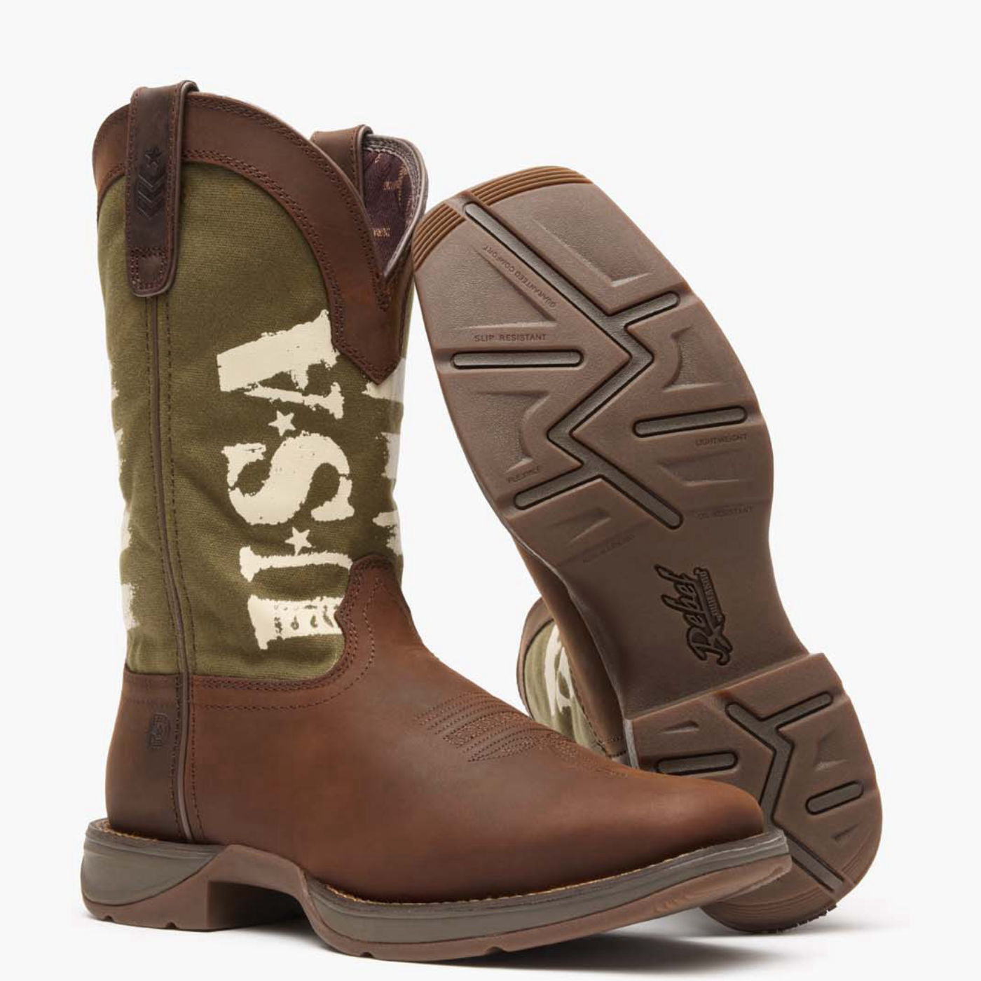 Durango Rebel by Durango® Army Green USA Print Western Boot