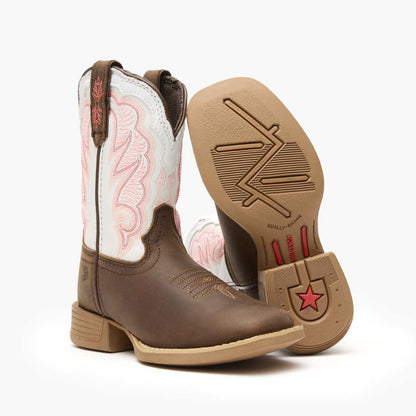 Durango Durango® Lil' Rebel Pro™ Big Kid's Trail Brown and White Western Boot