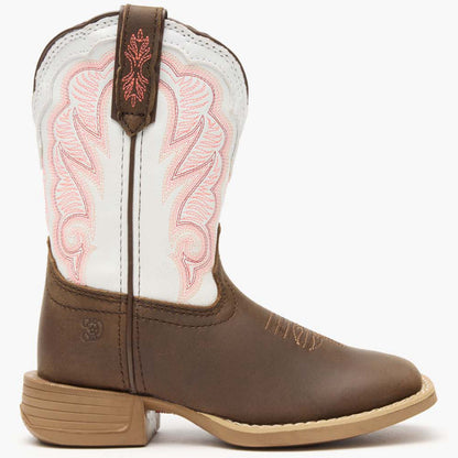 Durango Durango® Lil' Rebel Pro™ Big Kid's Trail Brown and White Western Boot
