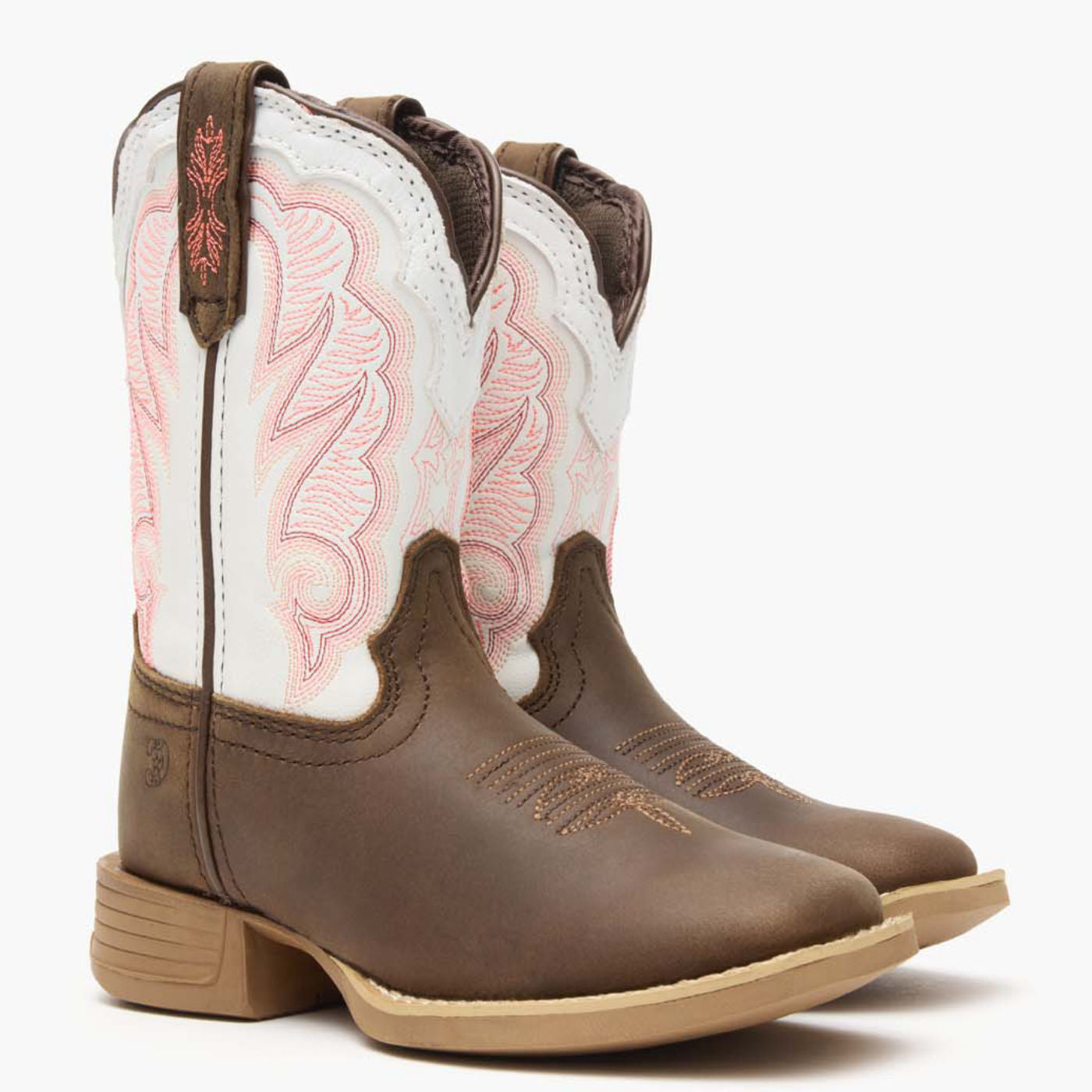 Durango Durango® Lil' Rebel Pro™ Big Kid's Trail Brown and White Western Boot